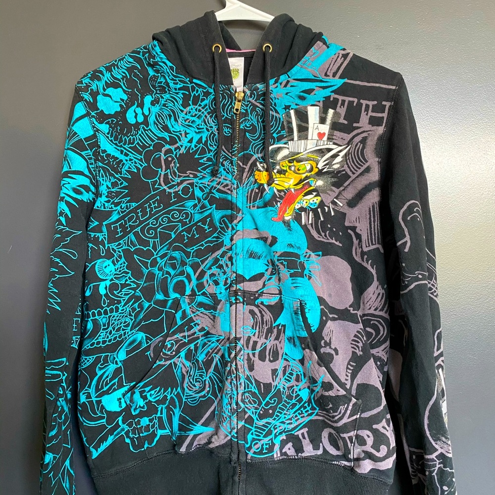 Ed Hardy Christian Audigier Black Hooded Jacket
